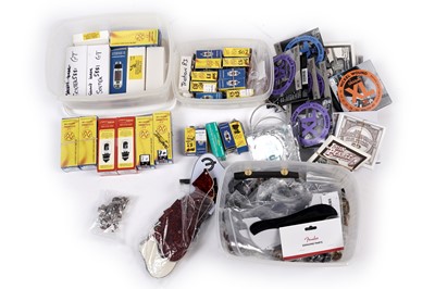 Lot 249 - A quantity of guitar and amplifier parts including: guitar strings