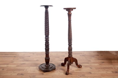 Lot 53 - Two mid-20th Century Victorian-style jardinière stands