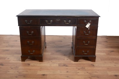 Lot 60 - A Georgian style mahogany pedestal desk