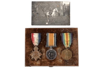 Lot 250 - A First World War medal trio; and accompanying letter