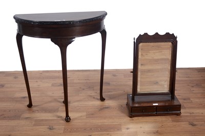 Lot 56 - A George III mahogany toilet mirror; and mahogany games table