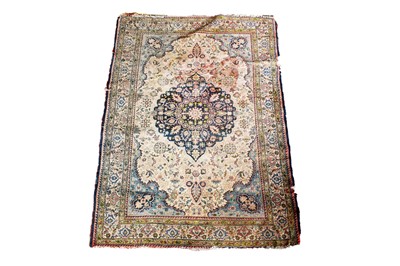 Lot 274 - A Qum carpet with ivory field and central medallion