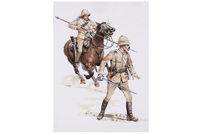 Lot 5 - Douglas N Anderson | Watercolour drawing | Private Byrne mounted in full campaign kit