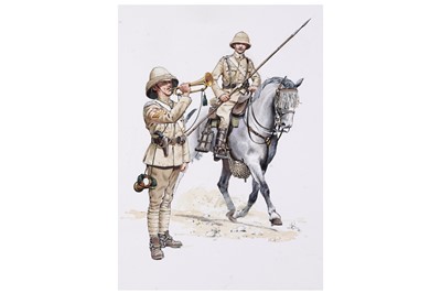 Lot 6 - Douglas N Anderson | Watercolour drawing | Mounted Officer and Trumpeter