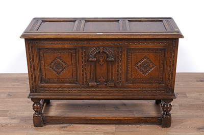 Lot 91 - Attributed to Rackstraw: a Jacobean style carved oak coffer