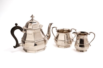 Lot 262 - An Art Deco silver three piece tea service by Northern Goldsmiths