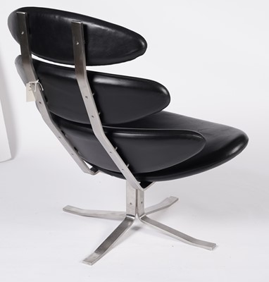 Lot 825 - An EJ5 ‘Corona’ swivel chair and ottoman by Poul Volther