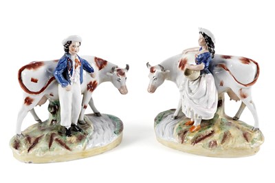 Lot 290 - ﻿A pair of late 19th Century Staffordshire figure groups