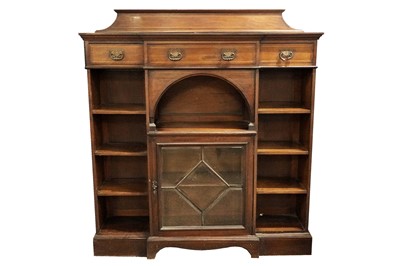 Lot 126 - An Edwardian inlaid mahogany and satinwood banded break front bookcase