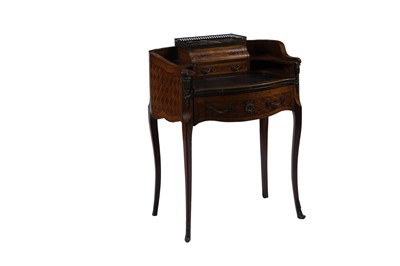 Lot 1495 - A French Louis XVI style inlaid walnut bonheur de jour