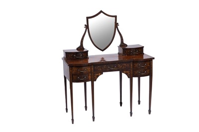 Lot 95 - A late Victorian inlaid mahogany dressing table