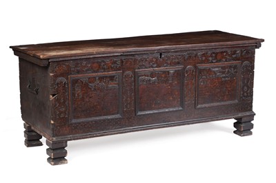 Lot 1419 - A large Italian walnut cassone/coffer