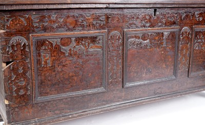 Lot 1419 - A large Italian walnut cassone/coffer