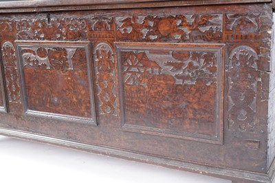 Lot 1419 - A large Italian walnut cassone/coffer