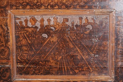 Lot 1419 - A large Italian walnut cassone/coffer