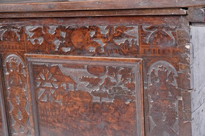 Lot 1419 - A large Italian walnut cassone/coffer