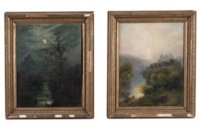 Lot 125 - T.F. Brockie - Castle view at morning and evening | oil