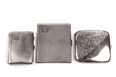 Lot 283 - A George V silver cigarette case; and two Art Deco silver cigarette cases