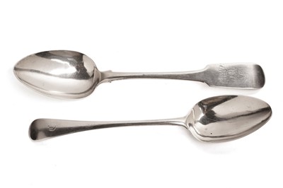 Lot 291 - A Georgian silver table spoon by Ann and Peter Bateman; and a Georgian Irish silver spoon