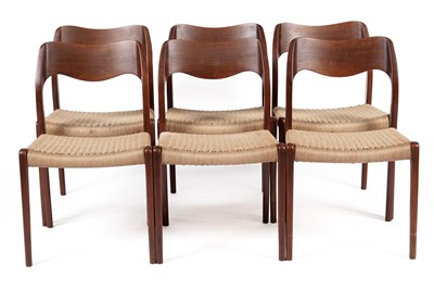 Lot 783 - A set of six Møbelfabrik Danish model 71 dining chairs by Niels Otto Moller