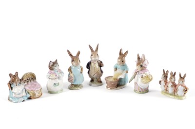 Lot 463 - A collection of Beswick Beatrix Potter figures with gold oval backstamps