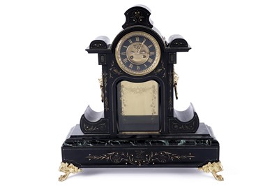 Lot 182 - Japy Freres: a French black marble mantel clock