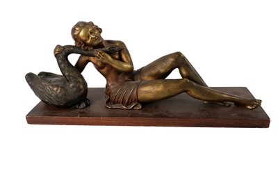 Lot 475 - An Art Deco bronzed plaster figure of Leda and the Swan