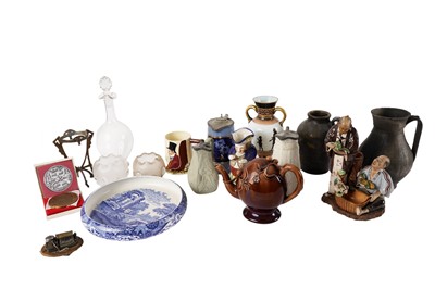 Lot 309 - ﻿A selection of decorative ceramics and glass including: a John Peel musical tankard