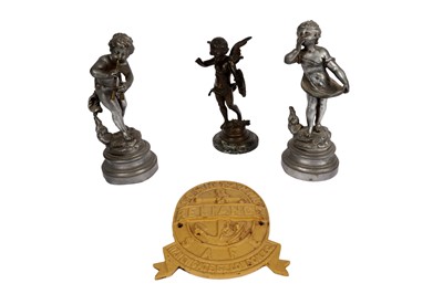 Lot 406 - Three figures of cherubs and a safe plaque