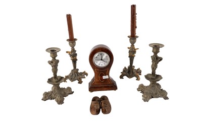 Lot 425 - A 20th Century German miniature mantle clock, and other items