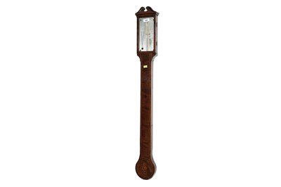 Lot 206 - A George III inlaid mahogany stick barometer