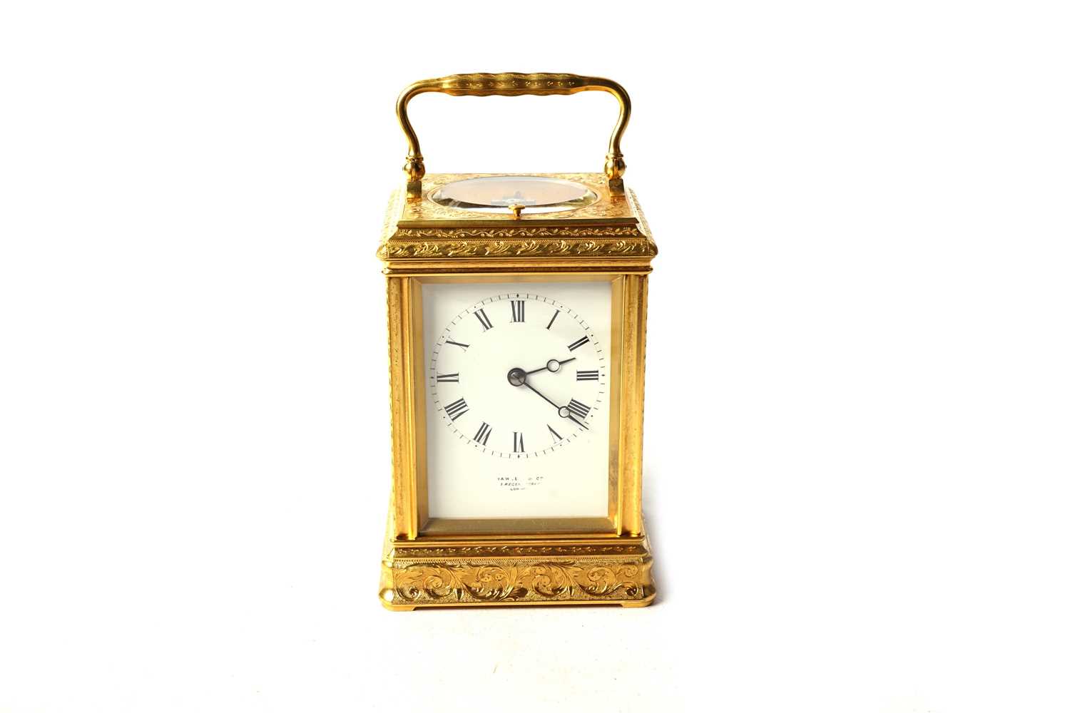 1373 - Drocourt, Paris: a 19th Century French gilt brass repeating carriage clock