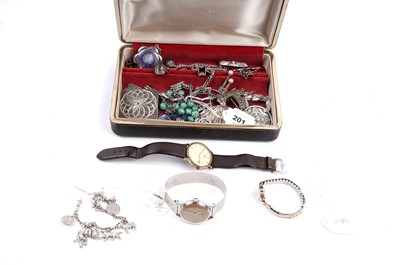 Lot 201 - A collection of silver, costume jewellery and wristwatches