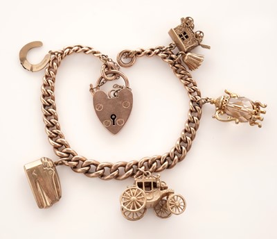 Lot 5 - A 9ct rose gold charm bracelet