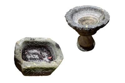 Lot 495 - ﻿A stone composite bird bath and garden planter