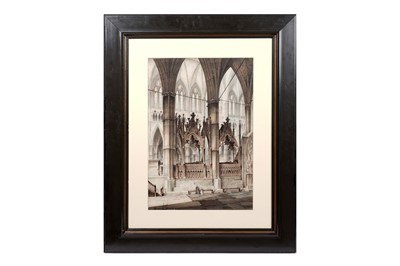 Lot 1055 - 19th Century British School - Interior of a cathedral | watercolour