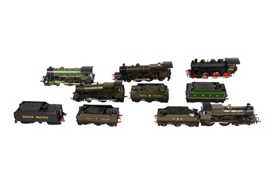 Lot 12 - Five EM gauge scratch-built metal locomotives and tenders