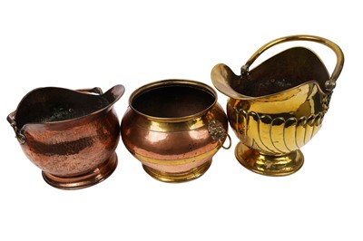 Lot 263 - Three copper and brass coal scuttles