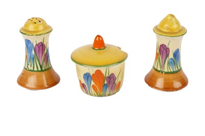 Lot 870 - A Clarice Cliff ‘Crocus’ pattern cruet