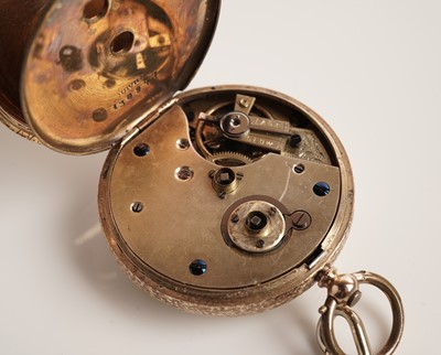Lot 190 - A Swiss rose gold open face pocket watch