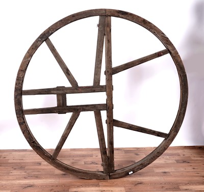 Lot 126 - An unusual church bell ringing wheel/turret bell wheel