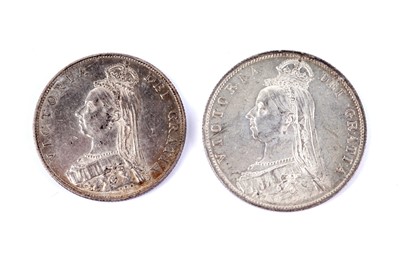 Lot 1243 - Queen Victoria half crown and florin 1887