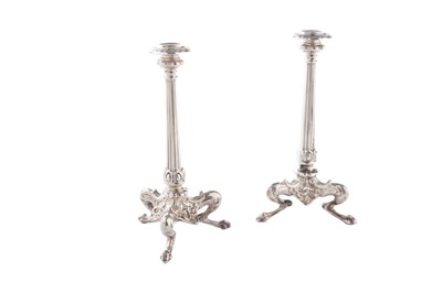 Lot 152 - A pair of late Victorian silver tapersticks