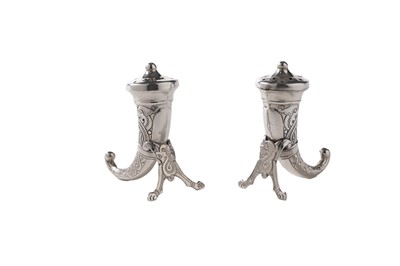 Lot 57 - A pair of early 20th century Norwegian silver pepperettes