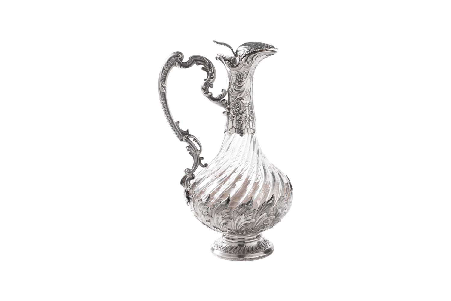 Lot 58 - A late 19th century French silver mounted clear glass claret jug