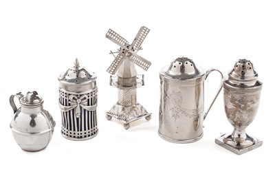 Lot 376 - A late Victorian silver novelty pepperette; and other items