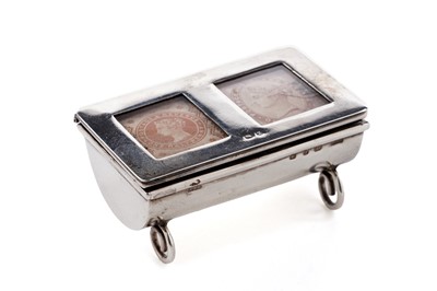 Lot 381 - A Victorian silver dual compartment stamp box