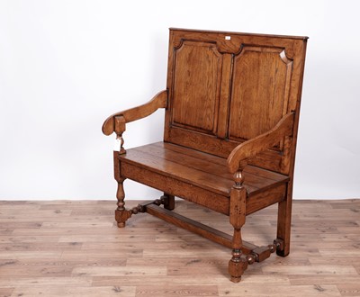 Lot 6 - An 18th Century style oak settle/bench