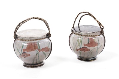 Lot 399 - An Edwardian cased pair of miniature silver and parcel gilt fish bowls