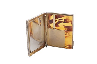 Lot 407 - A 20th century Italian silver gilt mounted tortoiseshell compact